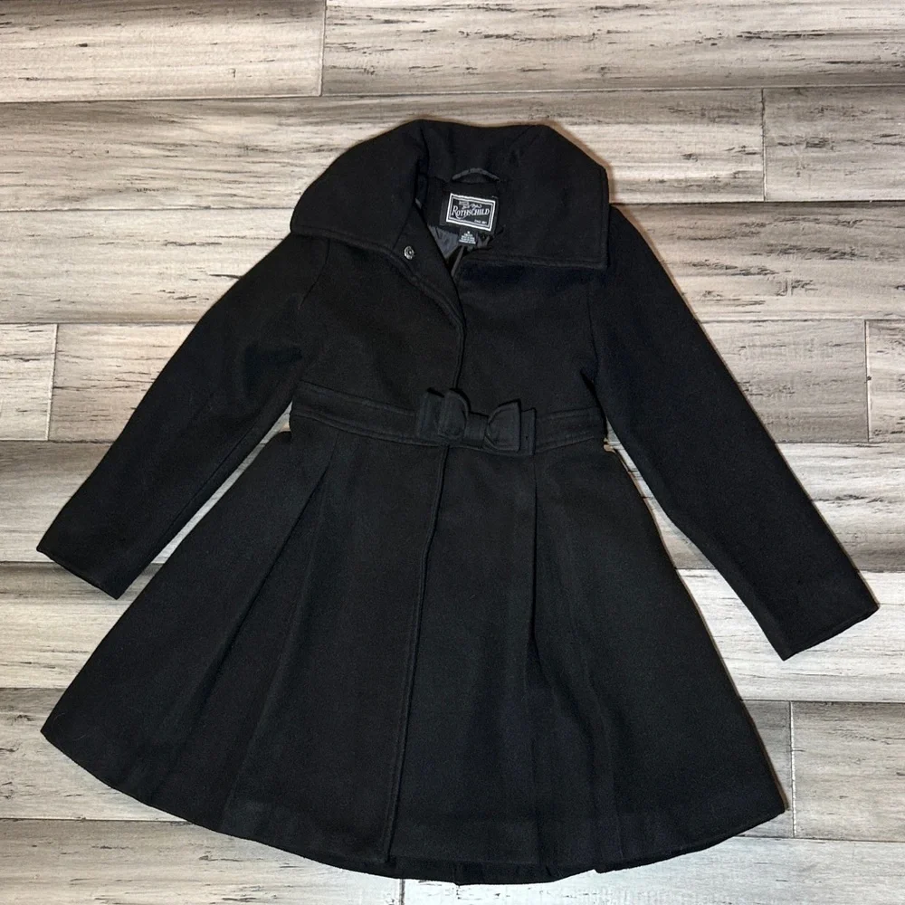 Rothschild Black Belted Fit-and-Flare Wool Coat